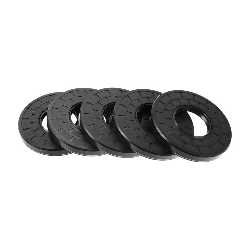RATCHROLL ختم زيت عالمي TC مزدوج الشفة مع حلقة زنبركية فولاذية ختم عمود دوار 45x100x12 مم ضغط عالي مطاط نيتريل أسود 5 قطع - Image 1